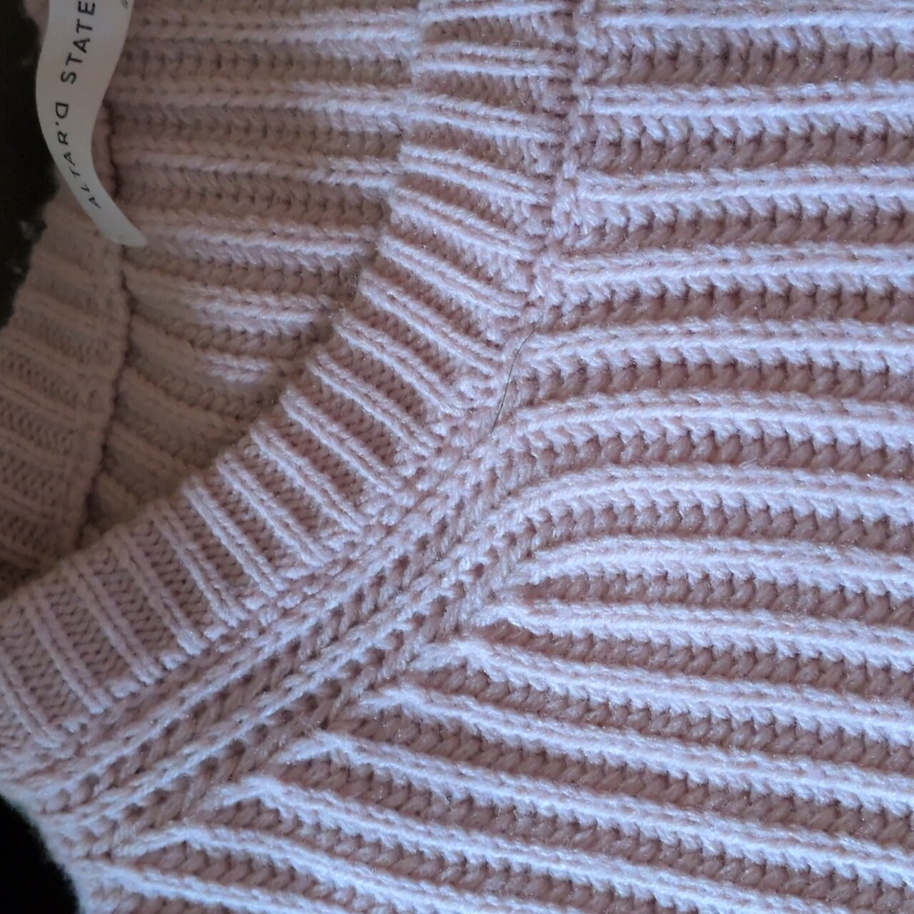 Altar'd State Knit Sweater Boxy Oversized Women's Size Small Pink Crew Neck - Picture 7 of 9